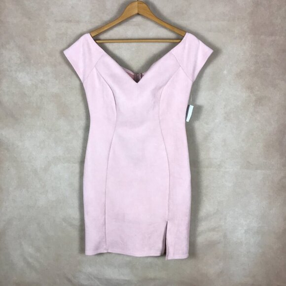 CHARLOTTE RUSSE Sweetheart Neck Pink Faux-Suede Sheath Dress NWT L - Picture 5 of 7